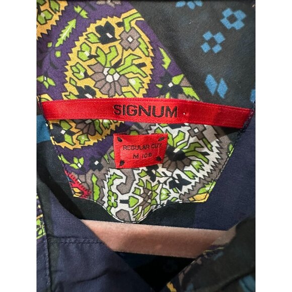 Signum Button Up Long Sleeve Shirt Fun Print Geometric Size Medium - Picture 4 of 8